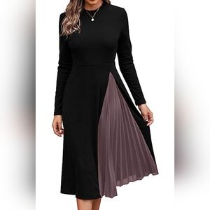 Cute Black/ Dusty Rose ALine Ruffle Dress